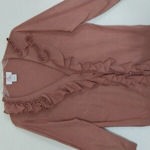 Ruffling Cottagecore Front Rosette Buttons  Top Maternity Sweater & Size Large